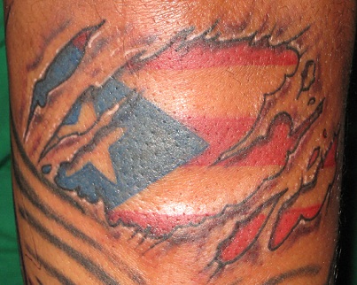 Puerto Rican Flag Under the Skin Tattoo Design Idea for Men