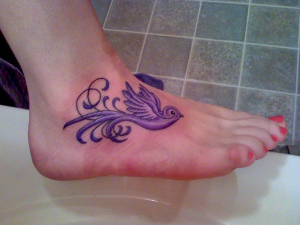 Beautiful Dove Tattoos On Foot For Girl