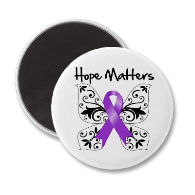 Purple Ribbon Awareness Hope Matters Refrigerator Magnets