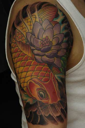 Chinese Fish Koi Quarter Sleeve Tattoos