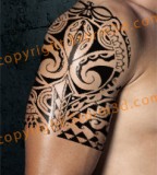 Polynesian Mask And Gecko Tribal Tattoo