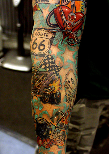 Route 66 Sleeve Tattoo Design Ideas