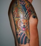 Amazing Tiger Sleeve Tattoo Design