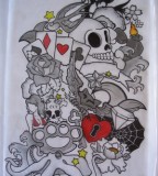 Card Skull Tattoo Sleeve Design Sketch