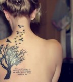 Beautiful Quote Tattoos with Birds and Tree