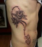 Awesome Rib Tattoos Flower and Cross For Men