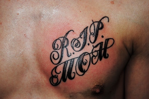 Simple Text Rip Mom Tattoo For Man