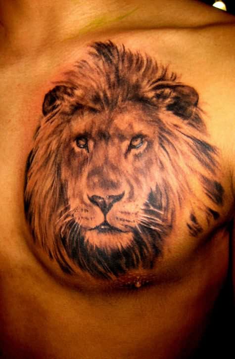 Good Lion Tattoo On Chest Design