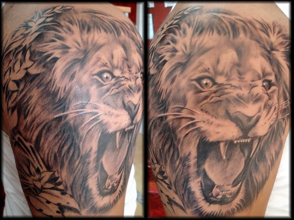 Aslan Roaring Lion Tattoos Design For Men