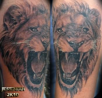 Roaring Lion Tattoos On Shoulders