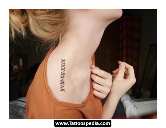 Roman Numeral Tattoo Design On Women Shoulder