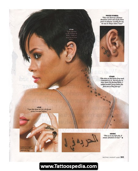 Roman Numeral Body Tattoos On Rihanna