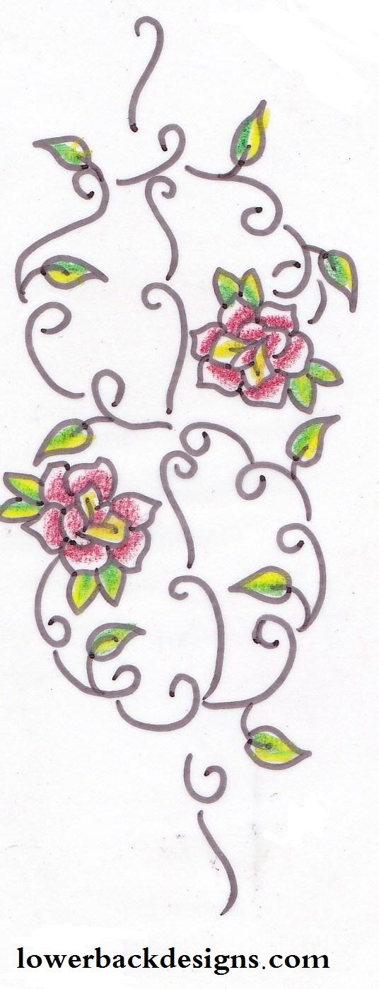 Rose Vine Tattoo With Roses Lower Back Rose