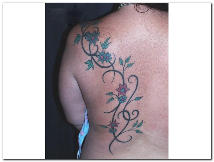 Vine Tattoo Designs Rose Flower Tattoo on The Back