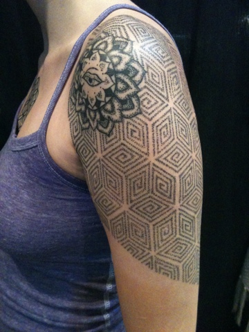 Sacred Geometrydot Work Half Sleeve By Dave Rodriguez