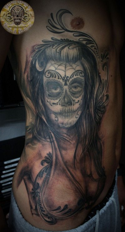 Santa Muerte Sugar Skull Tattoo