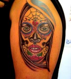 Beautiful Half Sleeve Tattoo Santa Muerte 