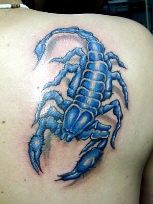 Blue 3D Scorpion Tattoo