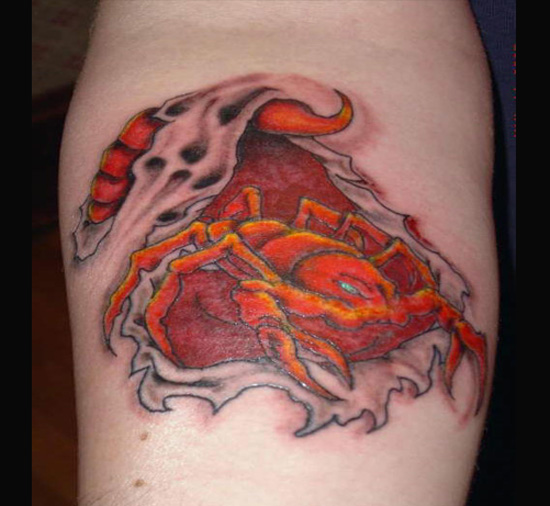 Awesome Red Scorpion Tattoo Style For Men