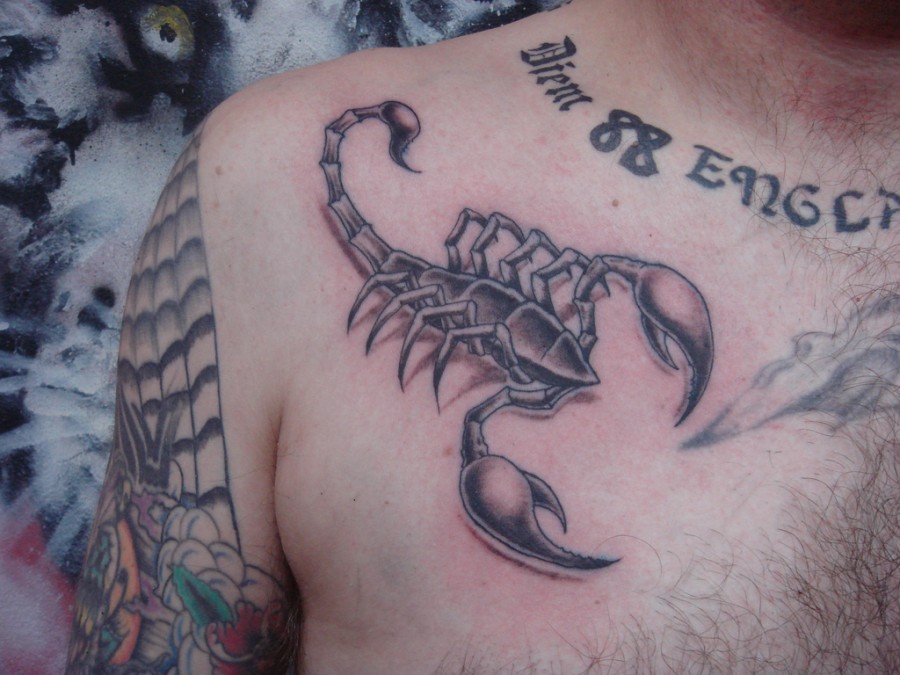 Amazing Chest Scorpion 3D Tattoo Design