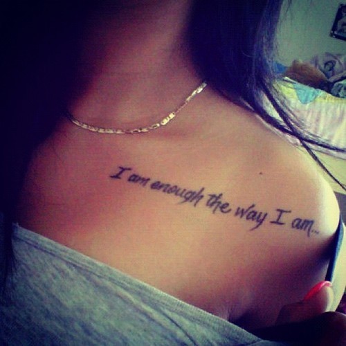Quote Scripture Tattoo on Top Breast for Girls