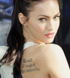 Exotic Megan Fox Scripture Tattoos