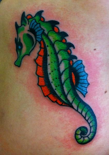 Green Seahorse Tattoo Design