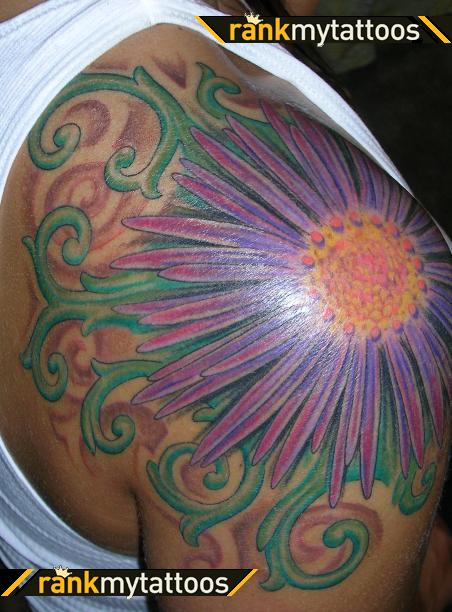 Aster Flower Female Tattoo for Men and Woman