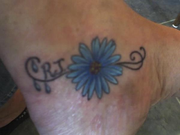 Blue Aster September Birth Month Flower Tattoo