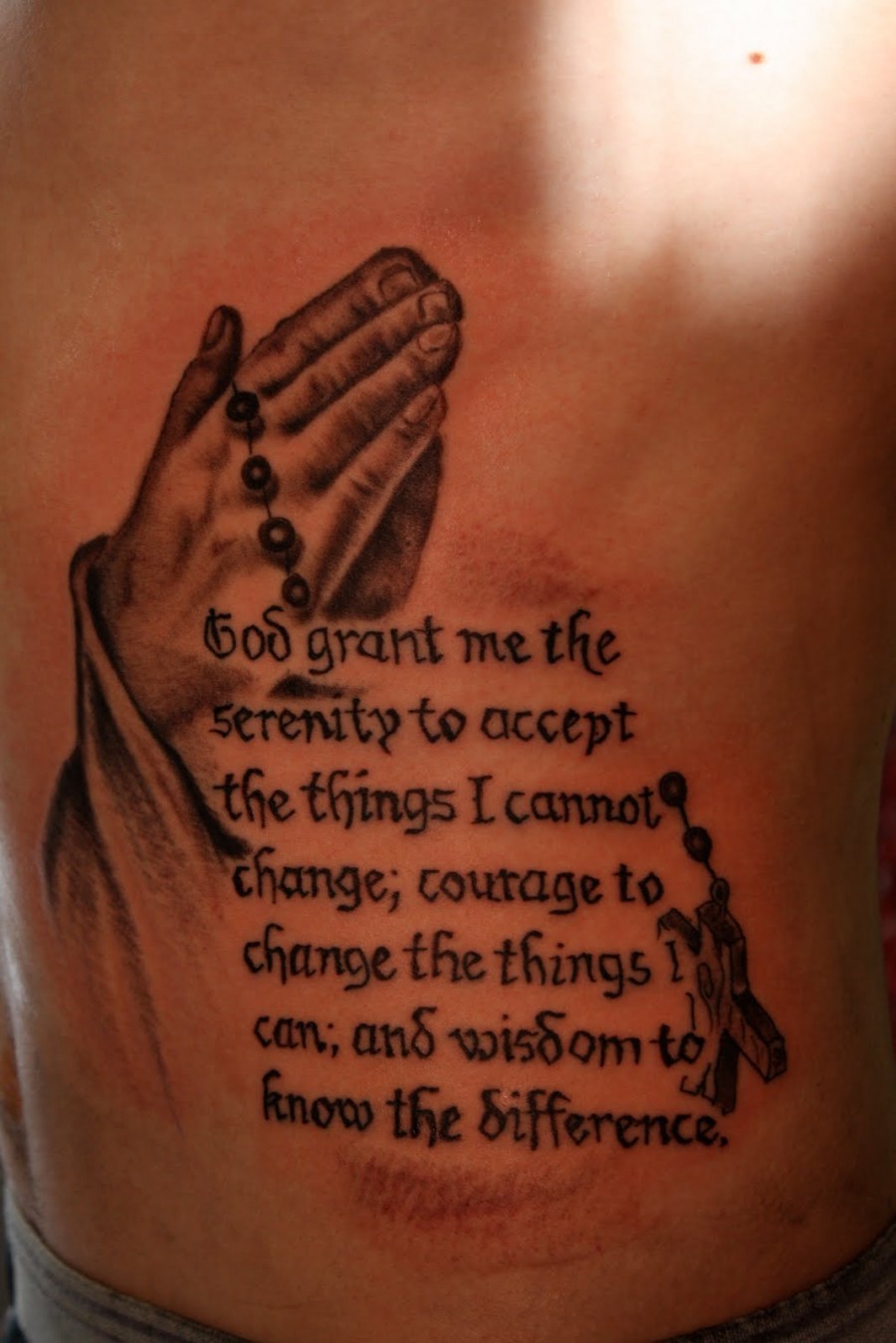 Lower Back Serenity Prayer Hand Tattoo Ideas