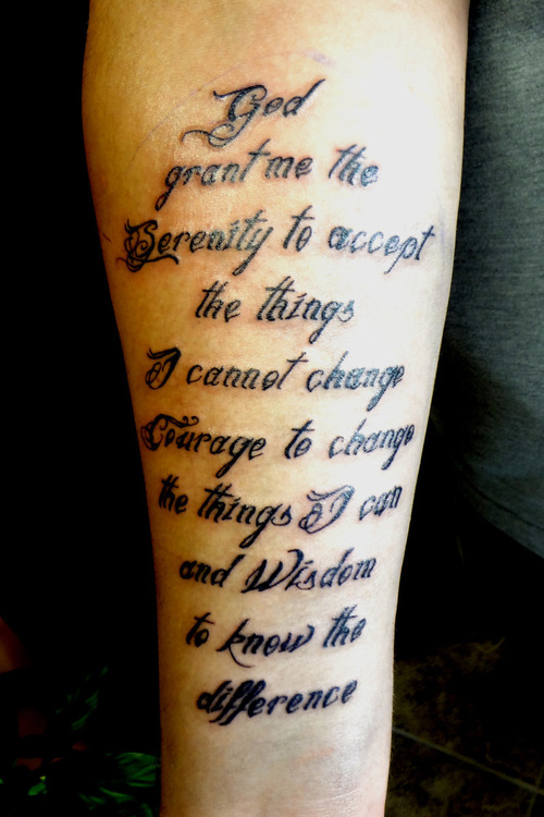 Serenity Prayer Tattoo Picture – Religious Tattoo