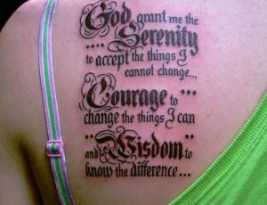 Back Shoulder Serenity Prayer Tattoo Art