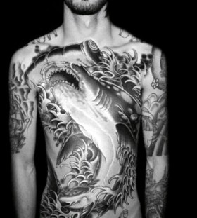 shark chest tattoos for men shark chest tattoos for men