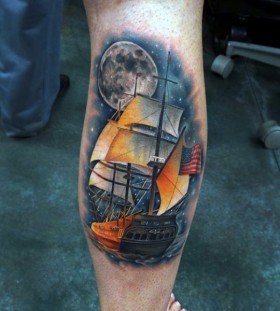 ship and moon tattoos for men ship and moon tattoos for men