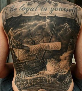 ship sea and skull full back tattoos for men ship sea and skull full back tattoos for men