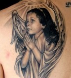 Beautiful Young Angel Shoulder-blade Tattoo Ideas for Men & Women