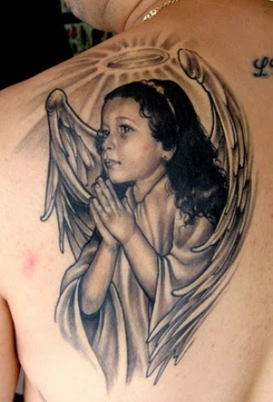 Beautiful Young Angel Shoulder-blade Tattoo Ideas for Men & Women