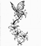 Beautiful Butterfly and Swirly Flowers Tattoo Sketch by Jimmybdeviant (Deviantart)