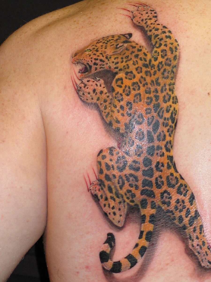 Awesome Realistic Tiger Tattoo Design on Shoulder-Blade – Animal Tattoos