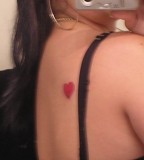 Cute Red Love-Heart Top Shoulder-Blade Tattoos for Women