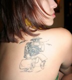 Cartoon Character Shoulder Tattoo Design for Women