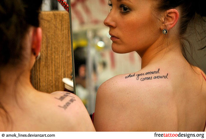 Feminine Lettering Shoulder Tattoos Designs for Women