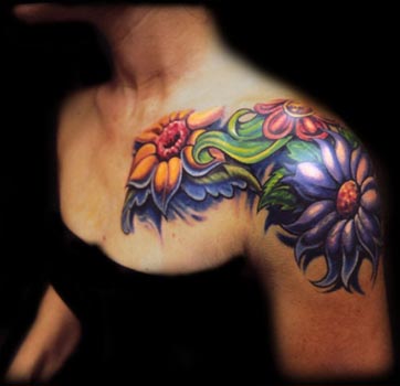 Amaazing Flowers Tattoos for Women – Front Shoulder Flower Tattoos