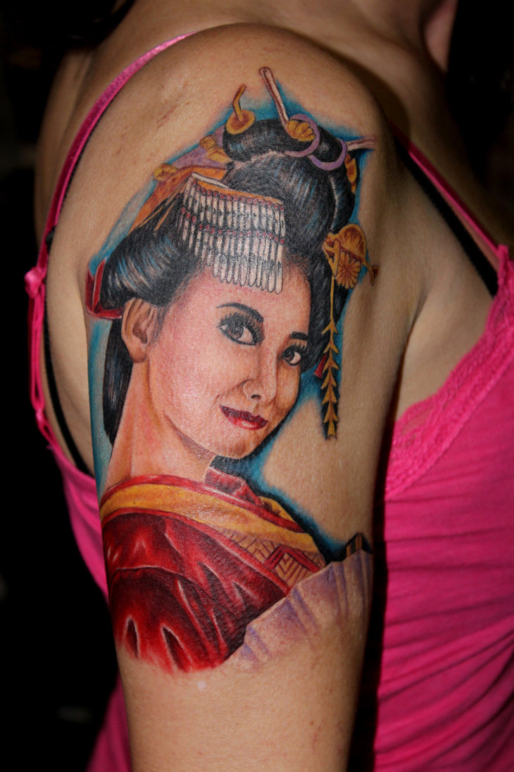 Shoulder / Upper-arm Japanese Geisha Tattoos for Women