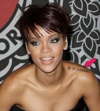 Rihanna Shoulder Letter Tattoos Design - Celebrity Tattoos for Women