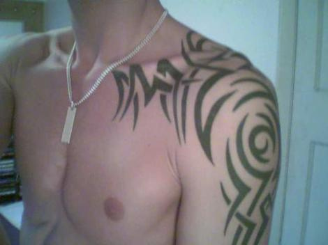 Amazing Tribal Shoulder Tattoo For Men