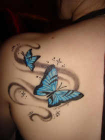 Blue Butterflys Shoulder Tattoo Designs For Both Men And Women Shoulder