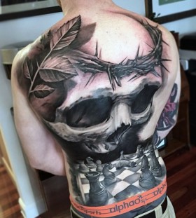 skull and chessboard tattoos for men skull and chessboard tattoos for men