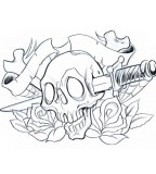 Funny Skull and Knife Tattoo Design