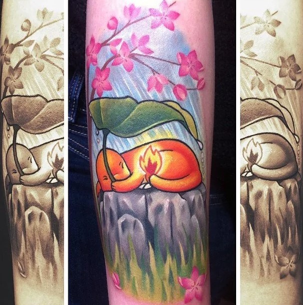 sleeping Charmander Pokemon tattoo